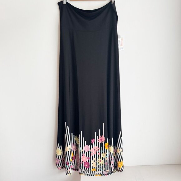Lularoe Floral Black Orange Maxi Skirt 2XL - Picture 3 of 6